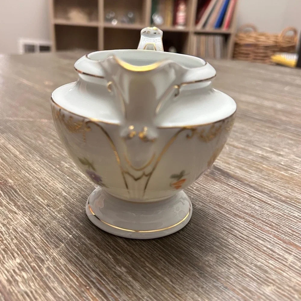 Vintage‎ porcelain Floral Creamer White Gold Gilt Rosenthal Empire